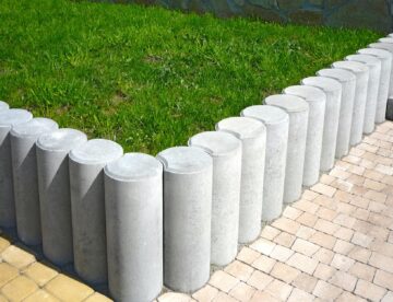 gray concrete bollards