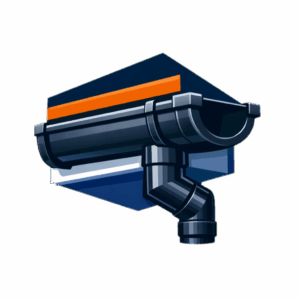 Black deep-flow guttering and downpipe system for efficient home drainage